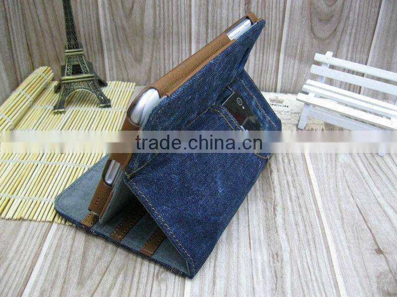 Denim Folio Case Stand Magnetic Auto Sleep Wake for Samsung Galaxy Tab 2 P3100 P3110 7.0 INCH