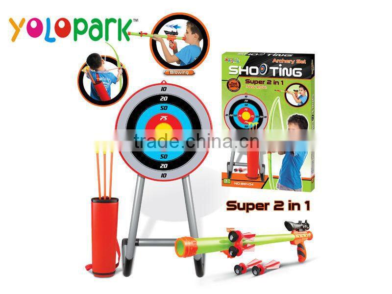 Children play good toy dart gun set soft bullet gun set with bow and arrow with target