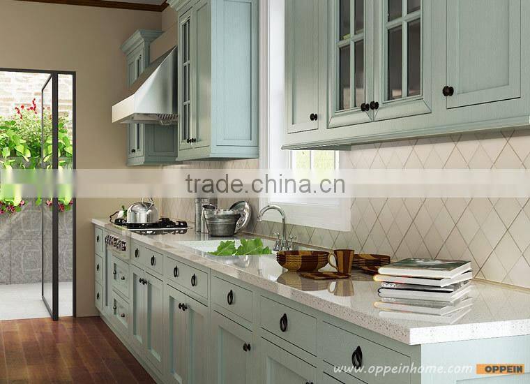 Indonesia Project Modern Style Light Green PVC Kitchen Cabinet