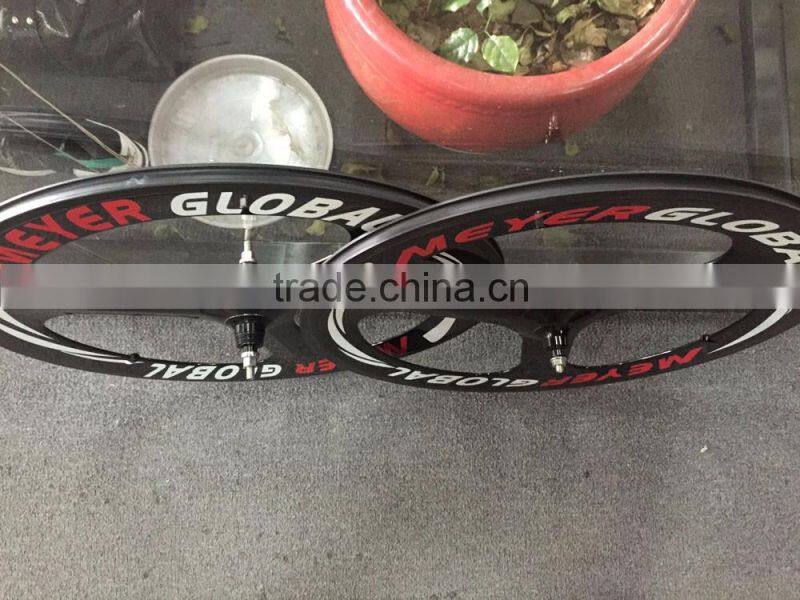 MeyerGlobal Reflective logo 700C full carbon fiber tri spoke rim rear fixed gear wheels