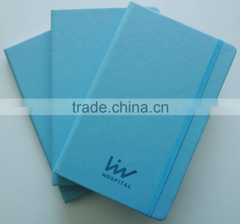 blue thermo pu leather debossed logo custom hardcover journal export to turkey