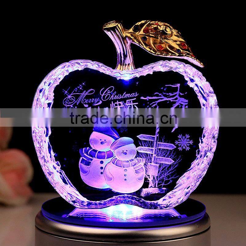 Fashion Wedding Souvenir Crystal LED Apple Gift