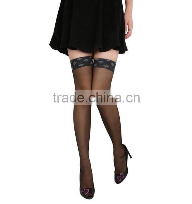 Women's Sexy Lace Printed Thigh High Top Silk Stockings