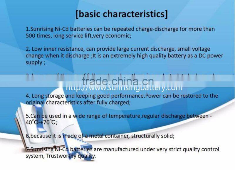 NiCd Rechargeable battery d 6v 5000 ni cd battery pack for ergency power/d5000 nicd battery pack