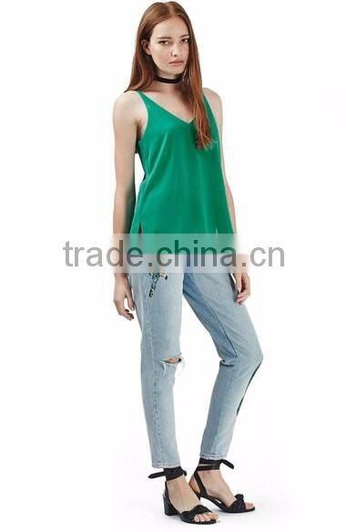 Ladies Double Strap V-Back Fancy Spaghetti Strap Camisole Tops