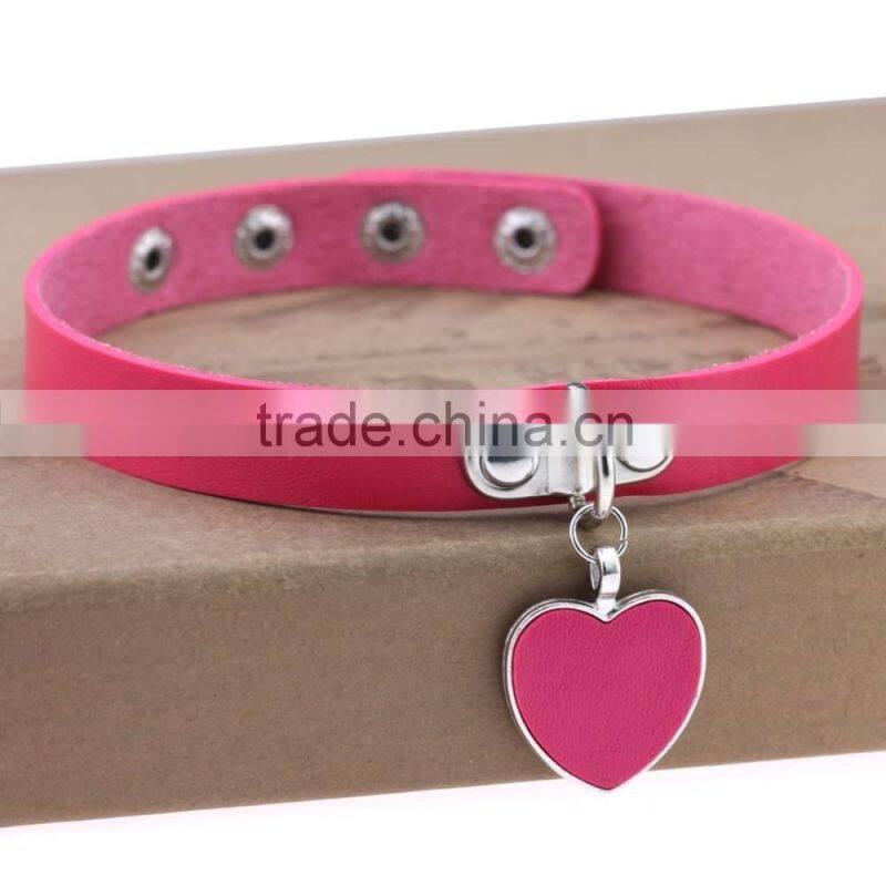 Wholesale anime rock Harajuku punk gothic heart necklace pendant leather necklace leather collar choker necklace bracelet