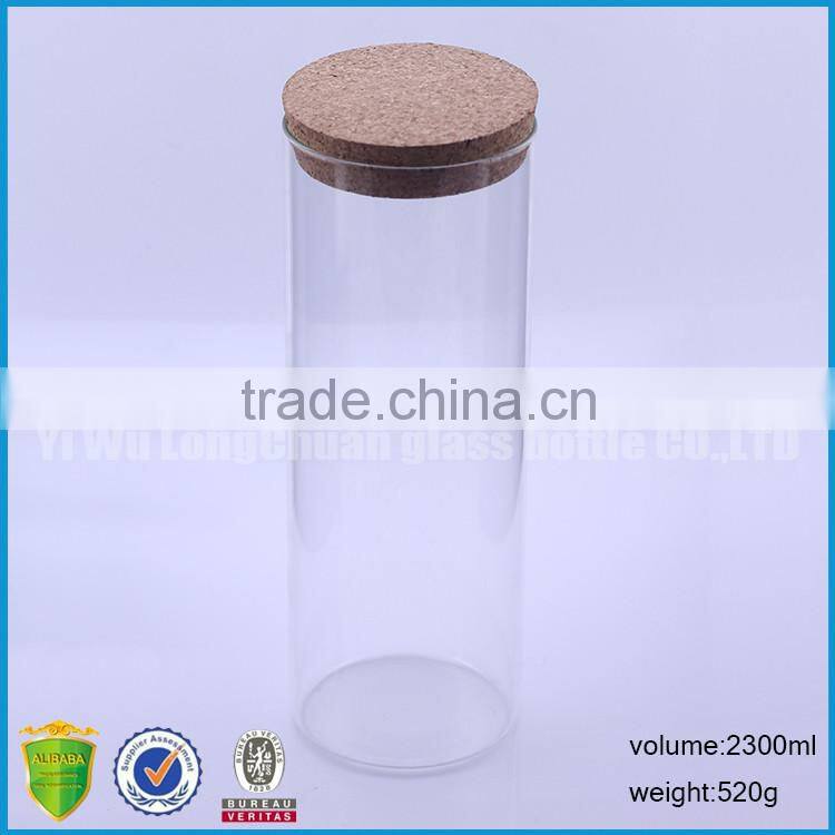77oz/2300ml Clear Straight Sided Glass Display Jars With Cork Lid