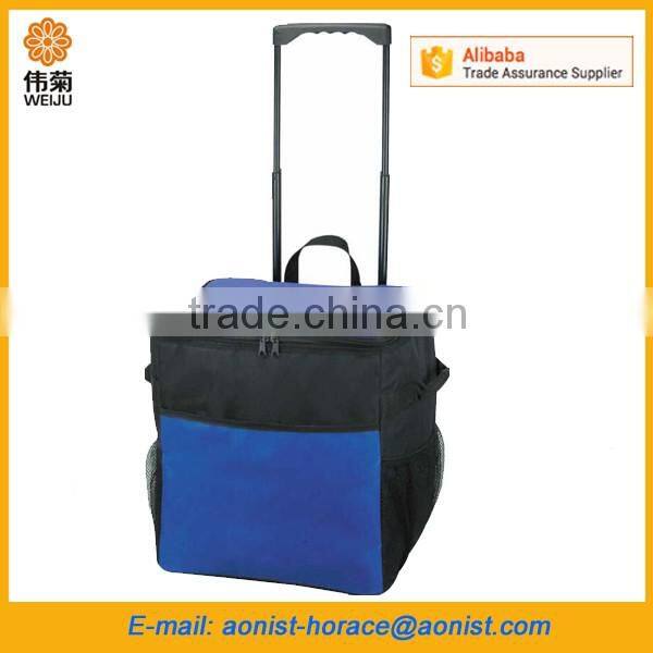 Good Quality 600D Polyester Trolley Cooler Bag With 4 Wheels