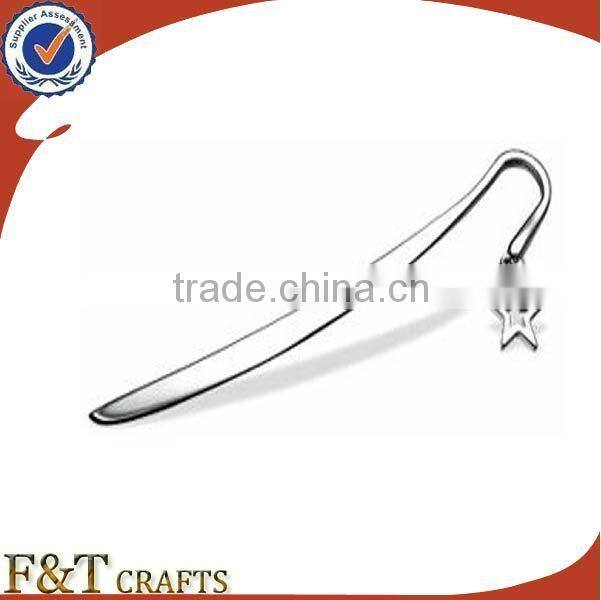 Custom long needle souvenir metal bookmark with hanging charm