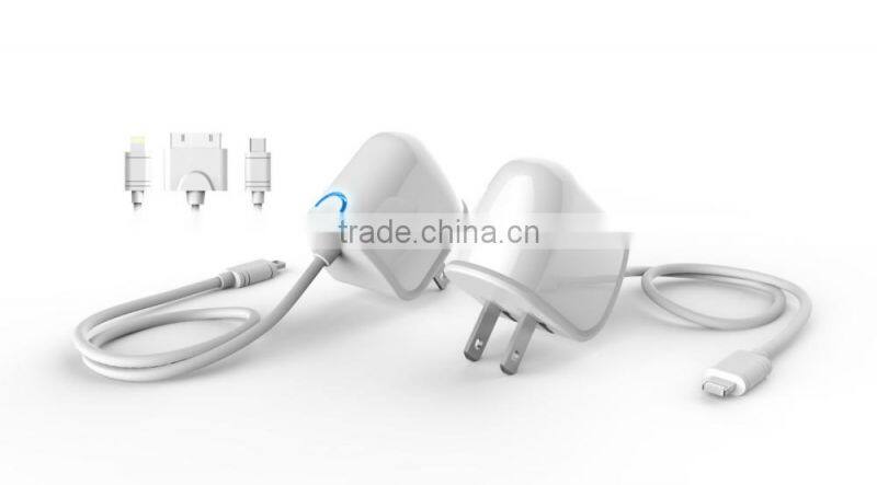 HLT micro usb smile face light led battery charger wall charger