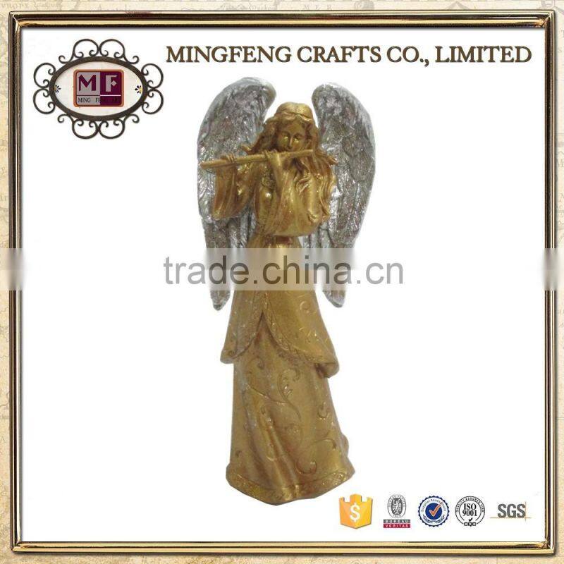 Set of 4 glod resin angel play musical instruments