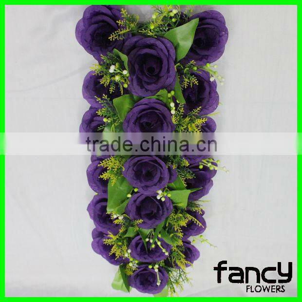 wholesale artificial silk purple funeral flowers