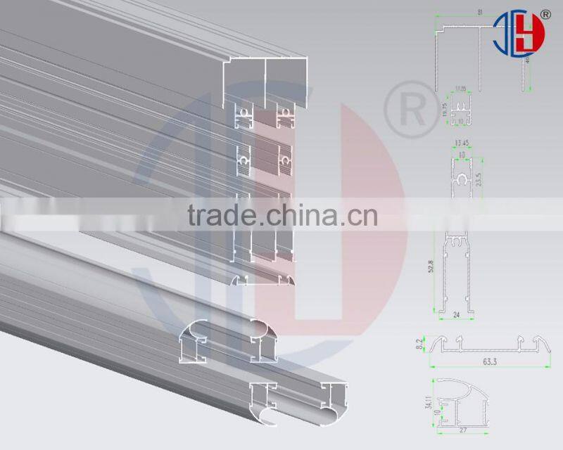 From 5mm to 18mm thinkness aluminum profile for wardrobe slidind door