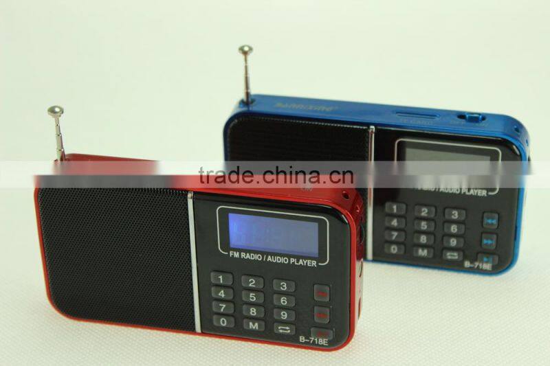 2015 hot selling B-718 TF card MP3 audio player portable mini usb radio speaker