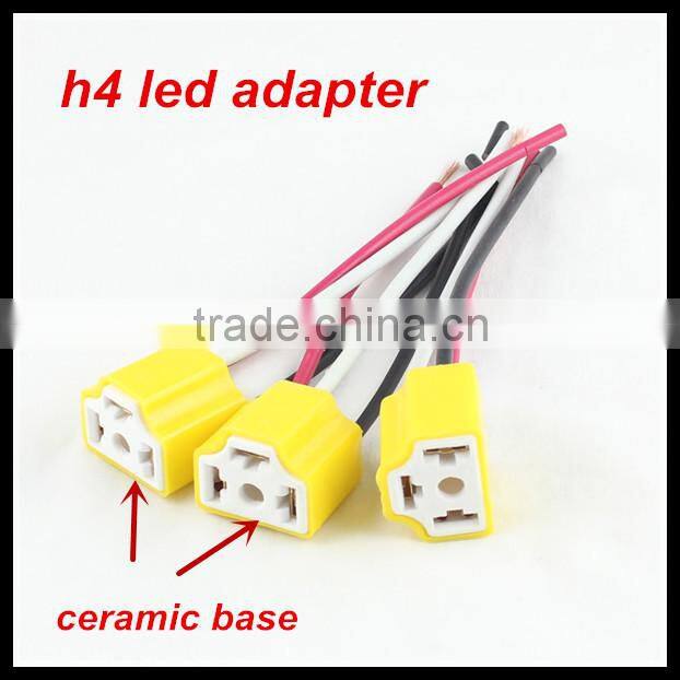 ceramic H4 led bulb holder BH-H4 Led headlight bulb Plug Adapter H4 Car Led Fog Light Bulb Socket harness cable