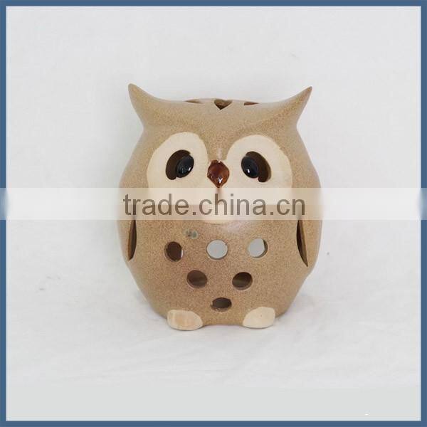 Home & garden decoration beige small ceramic craft owl