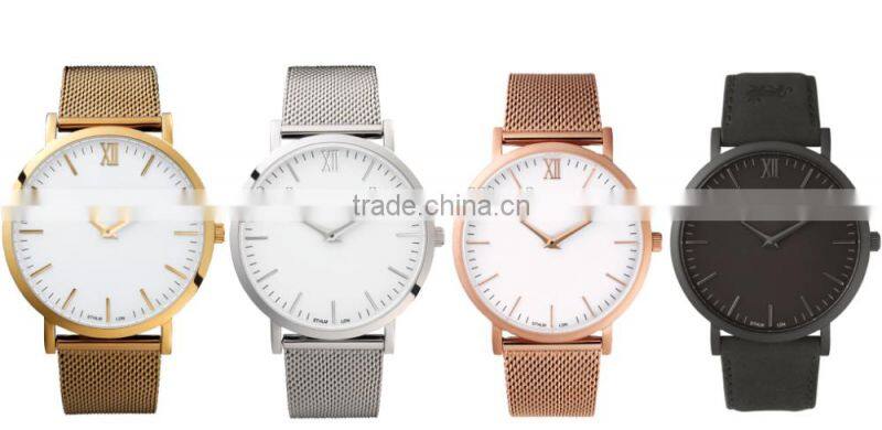 2016 Vintage Super Thin Hot Selling Custom Logo Ultra Thin Watch With Softer Genuine Leather Strap