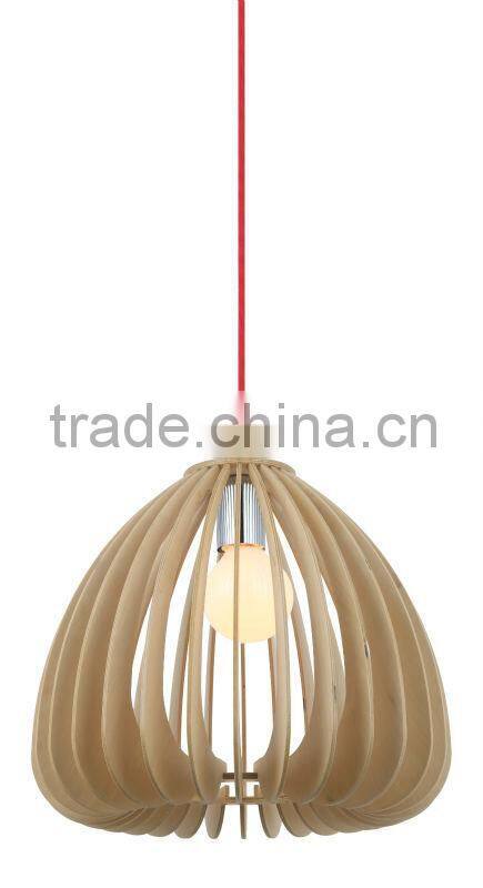 E27 Hanging Lamp,Bentwood Pendant Lamp Shade,Wood Birdcage Light Shade