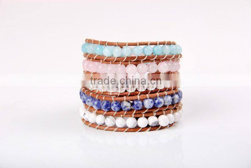 Five laps the latest popular A turquoise of agate powder natural stone bracelet women