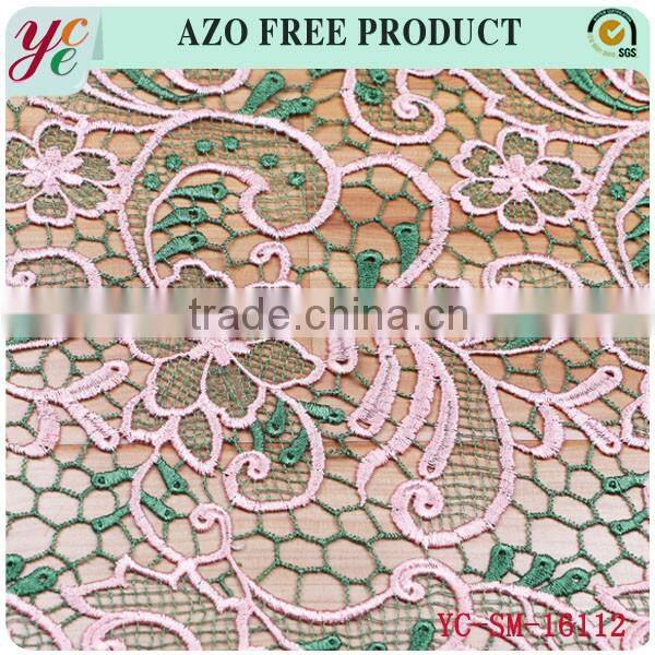 Summer flowers chemical lace embroidery fabric for beautiful dress