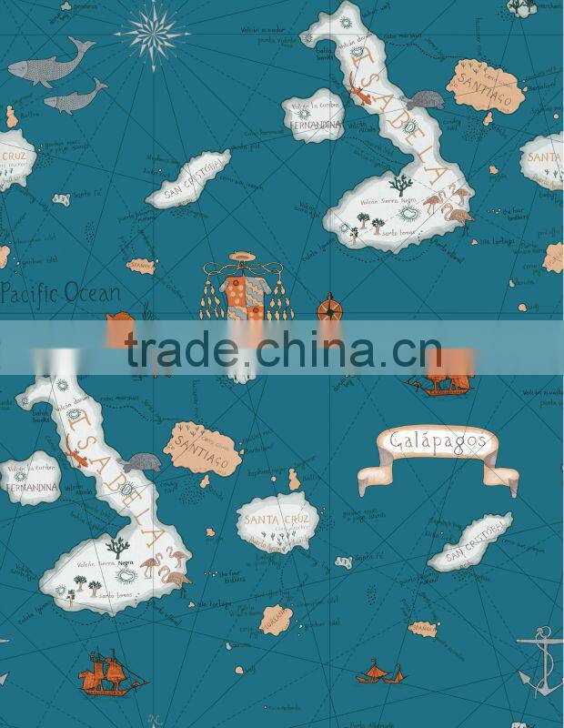 C10502 trees and house pattern natural fiber wallpaper
