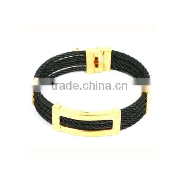 High quality stainless steel cuff bracelet blank cable cuff bracelet twisted cable cuff bracelet with gold cross charms LB8392