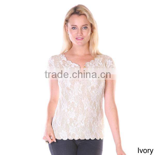 2014 hot sale women lace blouse new fashion lace blouse designs