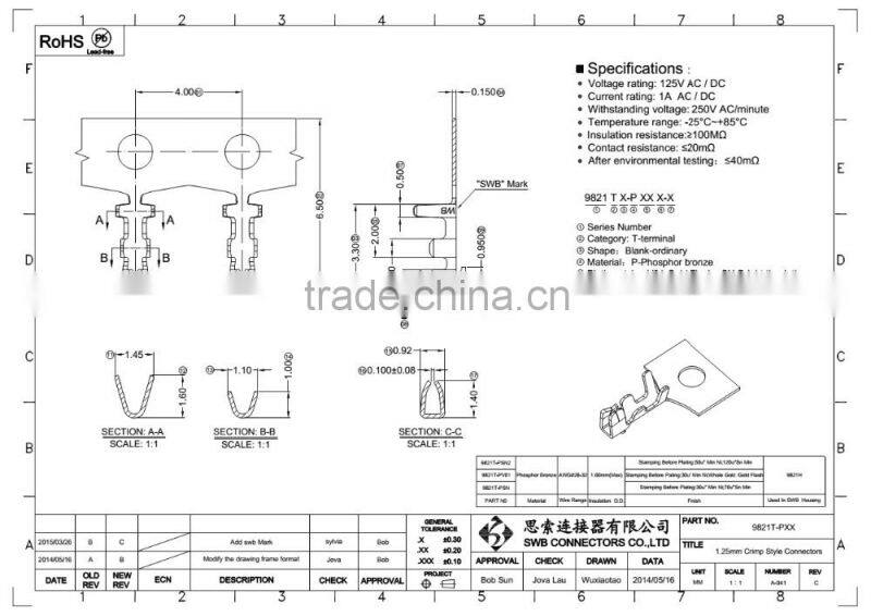 1.25MM Pitch Wire to Board Connectors DIP SMD