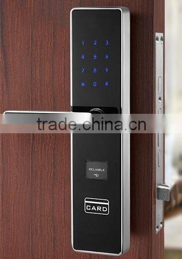 Fashion sliver smart card password door lock with hidden touch screen keypad