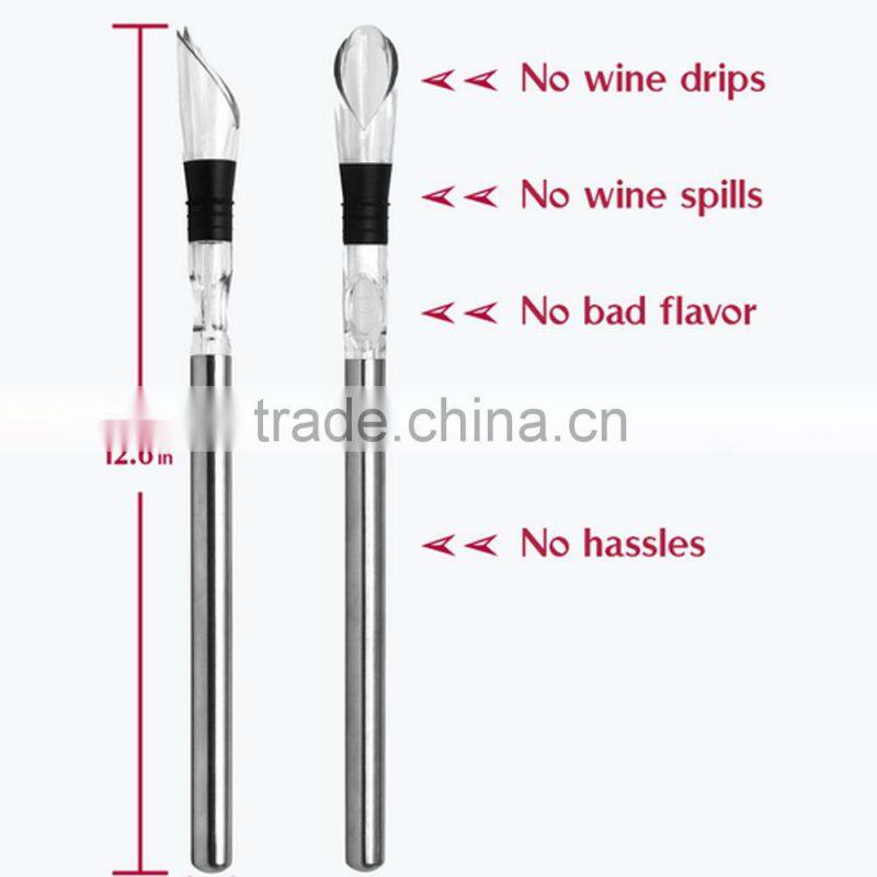 Stainless Steel Wine Chiller Stick-Best Iceless Wine Chiller - Wine Chilling Rod - Aerating Wine Pourer