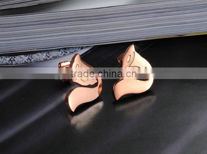KSTONE Fox Designs Stainless Steel Rose Gold Stud Earrings For Girls