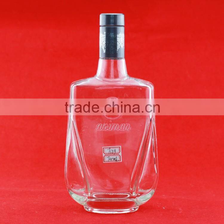 High-end Best Selling liquor frosted bottles 750ml Ice hockey shape glass bottles oilve oil transparent bottles