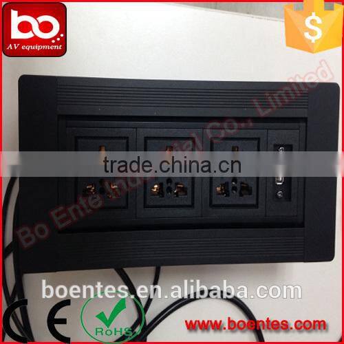 Tabletop Manual Flip Up Outlets/Desktop Rotating Power Socket with Customized HDMI/USB/VGA/RJ45 Connected Plugs