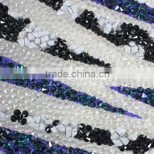 24*40mm rhinestone and pearl beads hot fix sheet