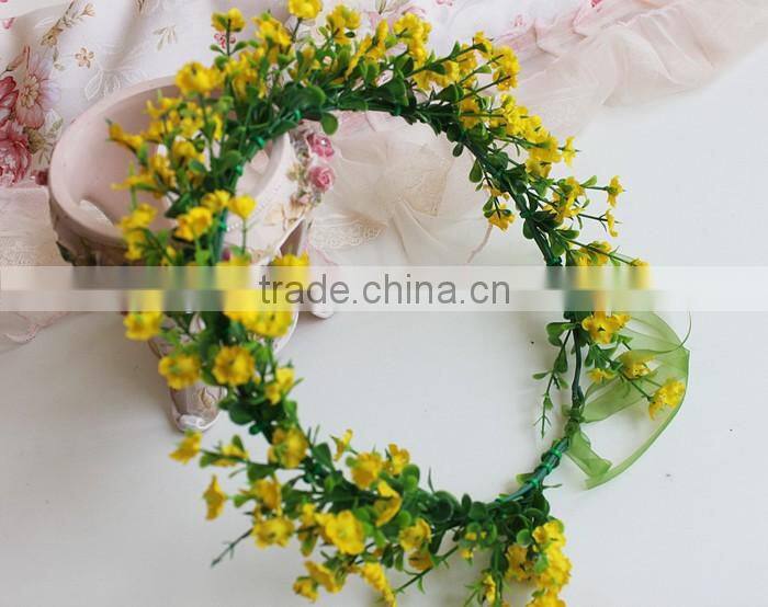 Artificial plum blossom Flower Bridal Hair Accessory Head Wreath Garland For Wedding Prom Party And Christmas Decoration