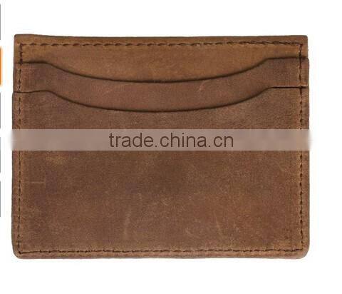 Wholesale genuine vintage leather double sided business card id credit card holder