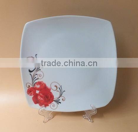 cheap bulk white square shape porcelain dinner plate with custom printing wholesale ceramic dinner plate & dish stock