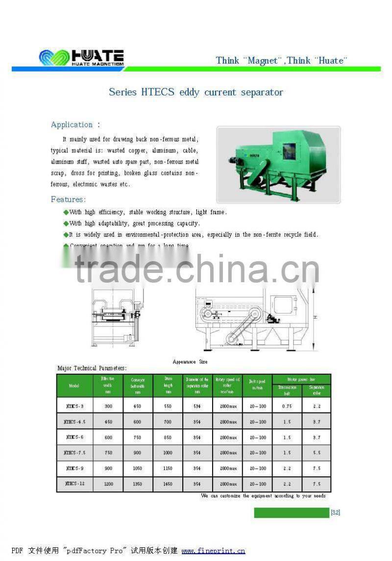 Strong Magnetic Field Eddy Current Separator/Non-ferrous Metal Separator