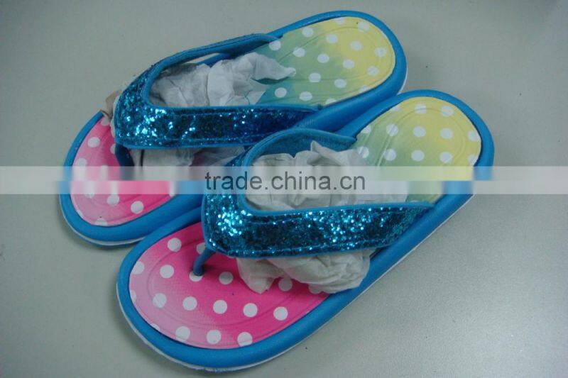 hot selling new fancy gliter beach summer eva slippers for girls