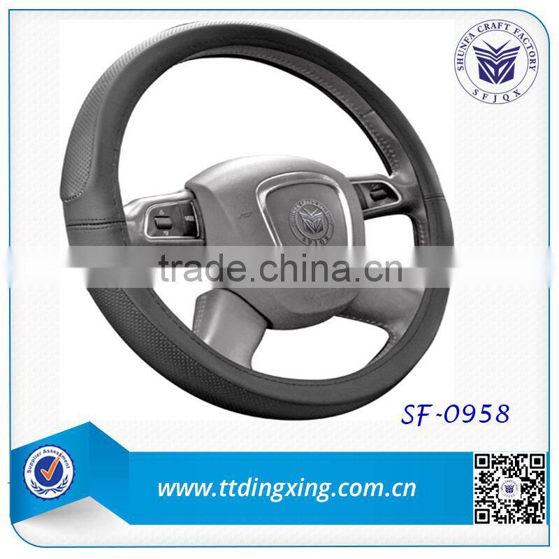 new style fashionable automobile interior accessories grey real leather spining steering wheel covers from factory
