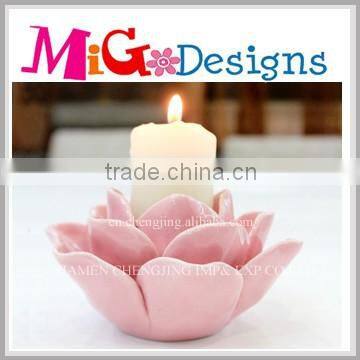 wholesale electro-plated pottery candle with flower shape
