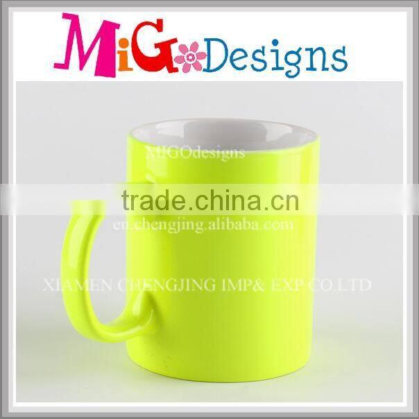 Fluorescent Color Yellow Print Ceramic Cone Mug Wholesale