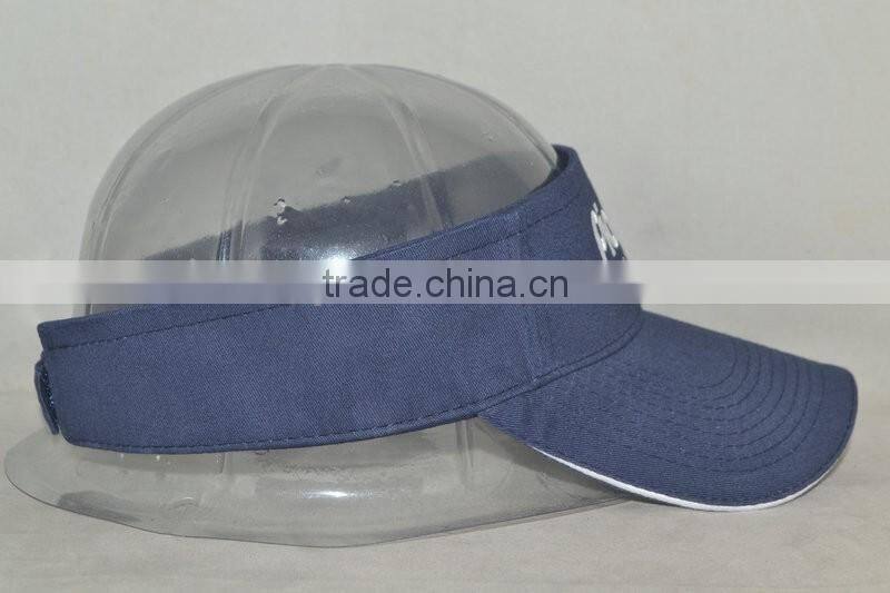 Guangzhou hat factory professional custom 100% cotton/dark blue/sun visor