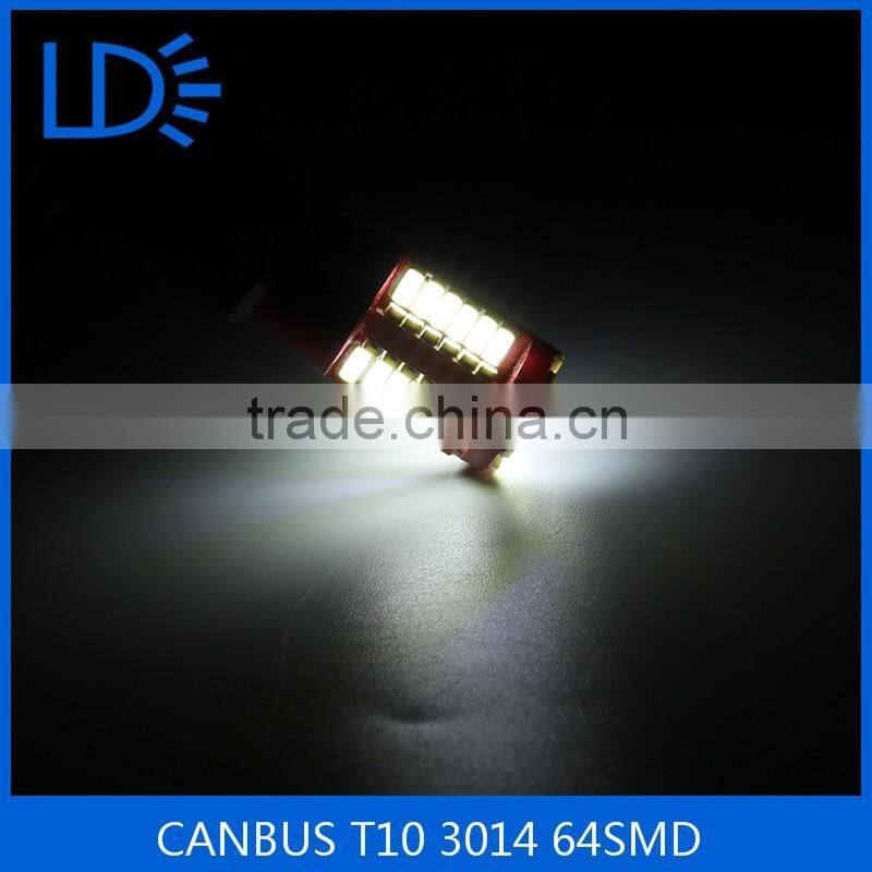 Hot sale car light bulbs CANBUS T10 3014 64SMD t10 led