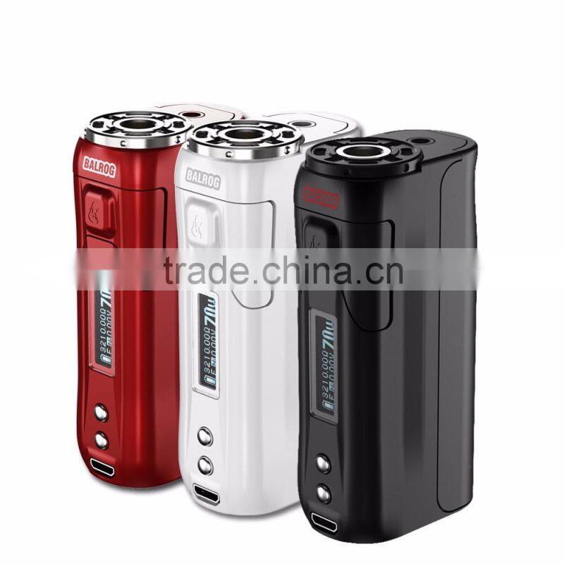 2016 new eletronic cigarette Balrog 70w TC mod box mod with three colors for first starter
