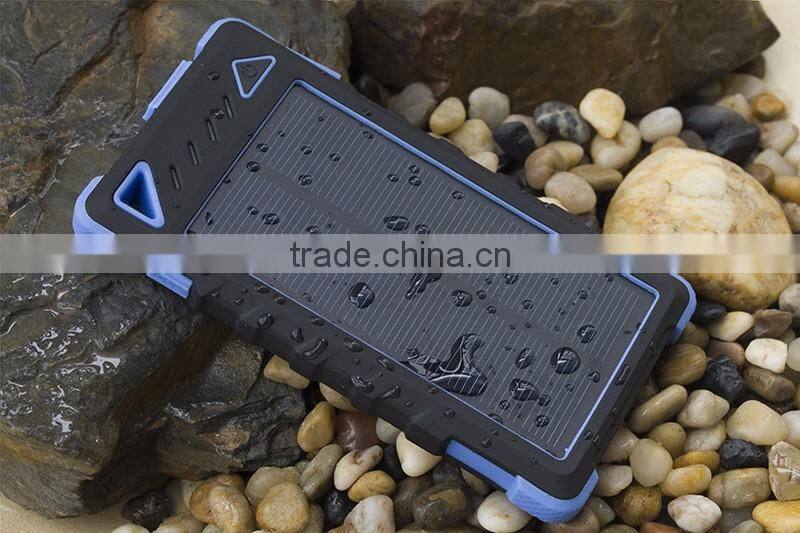 Outdoor real capacity solar power bank 8000mah waterproof IPX6