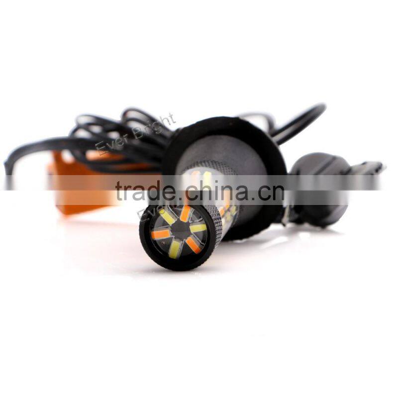 T20 4014 60smd LED Dual Color White/Amber Switchback Turn Signal Light Canbus Error Free Decoder Load Resistor W21W