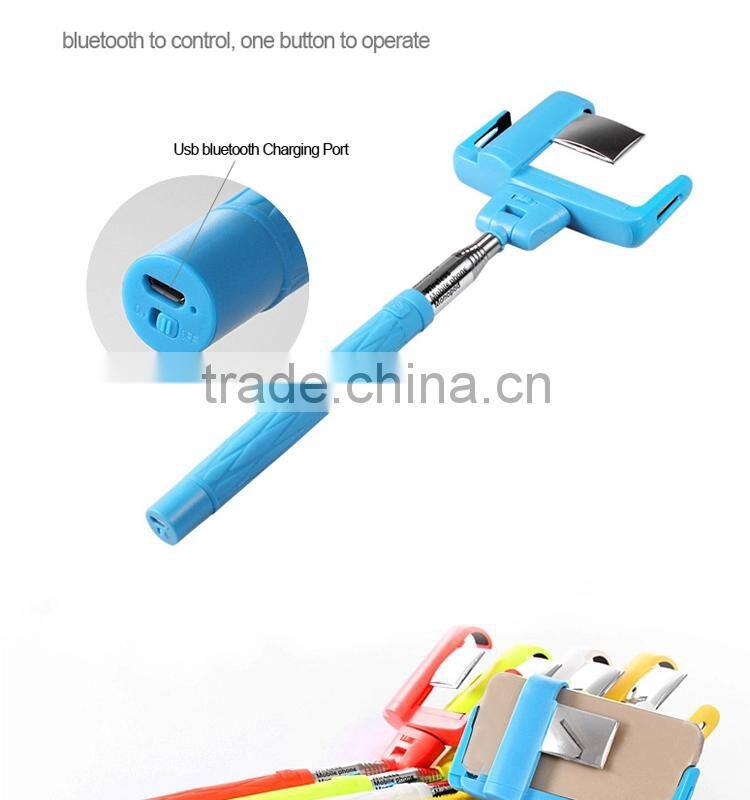 2015 wholesale camera bluetooth monopod selfie stick with mirror