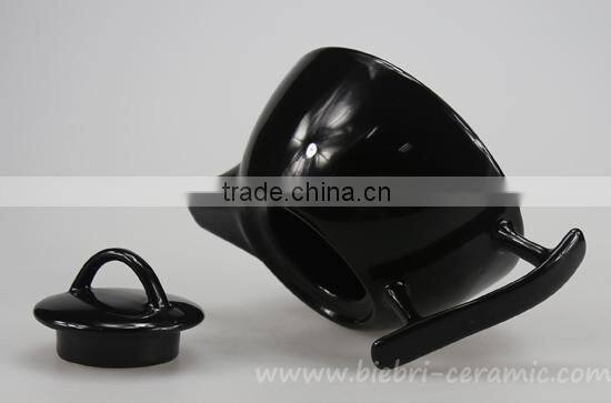 16 OZ Black Color Ceramic Stoneware Coffee Tea Pot And Tea pot Set, Original Chinese Teapot