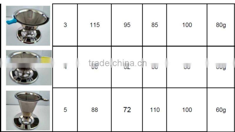 Stainless Steel Cone Coffee Filter maker dripper with stand for 2-4 cups